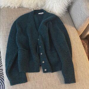Re/Done Turquoise Cozy Knit Cardigan Size L | Soft Oversized Sweater |